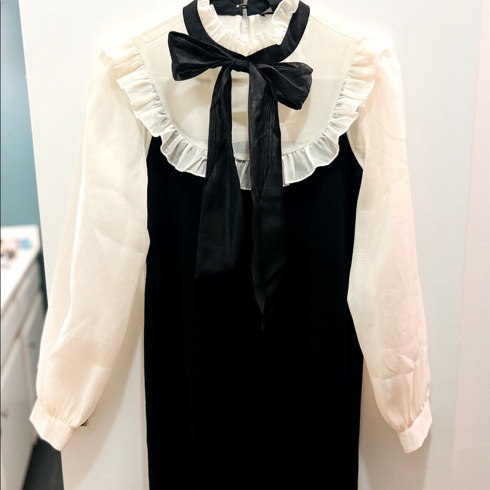 Forever 21 knit shirt dress black and white with sheer sleeves.  New with tags